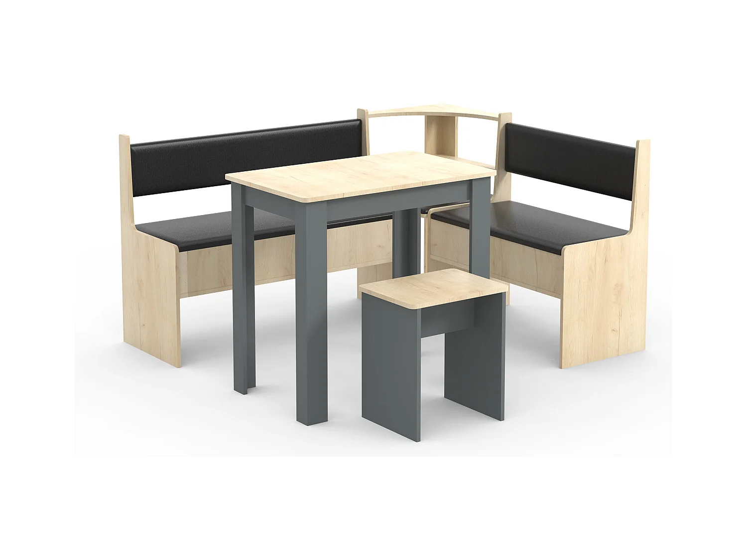 Dining Group Esal Anthracite / honey oak H. 80 x W. 153 x D. 123 cm