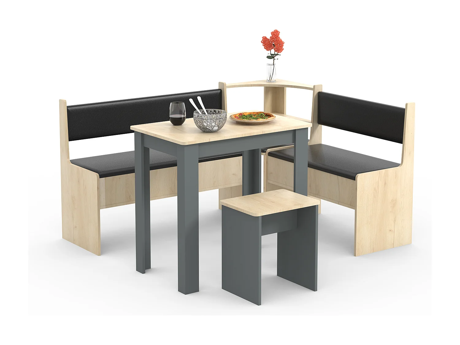 Grupo de comidas Esal Antracita / roble de miel 80 x 153 x P. 123