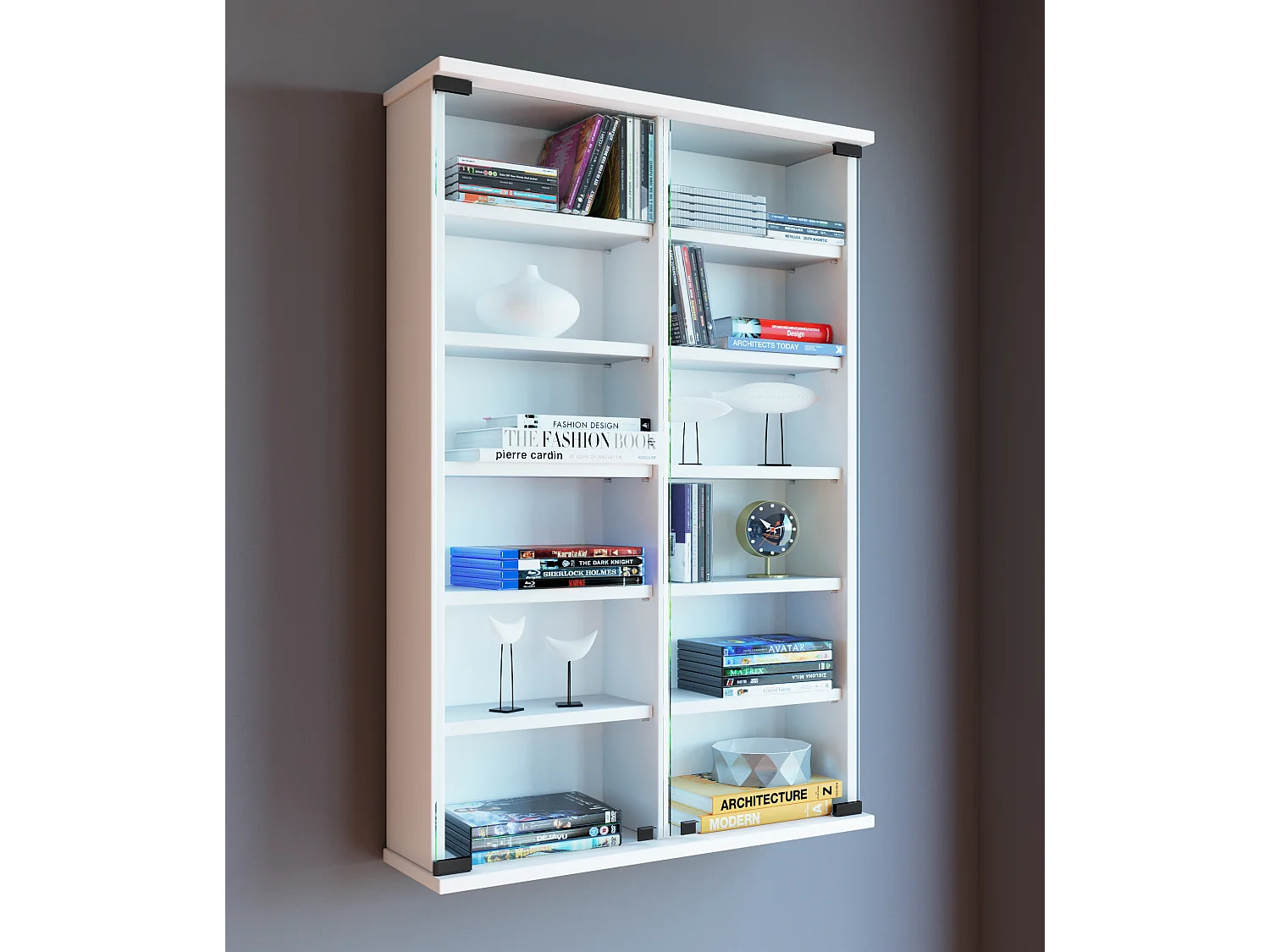 CD / DVD Media Shelf Lona White H. 92 x W. 60 x D. 18 cm