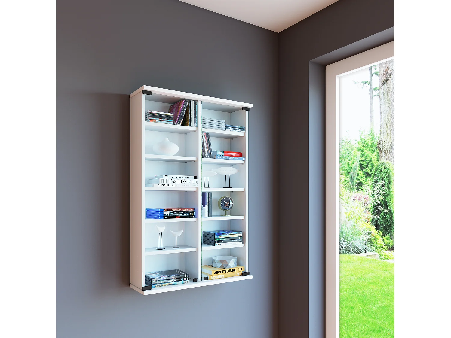 CD / DVD Media Shelf Lona White H. 92 x W. 60 x D. 18 cm