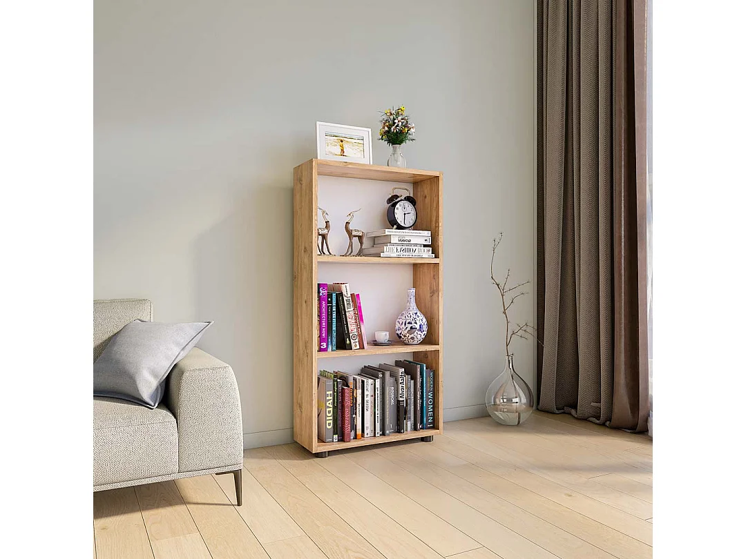 Bulas3 bibliothèque 3 tablettes chêne décor.
