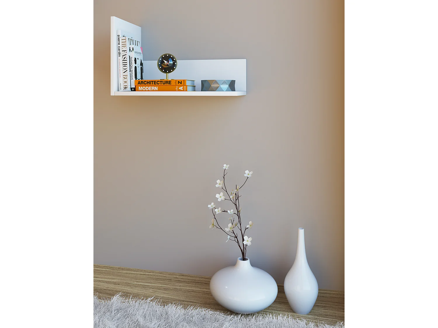 VCM Bois Étagère murale Étagère suspendue Board Blisa (Blanc)