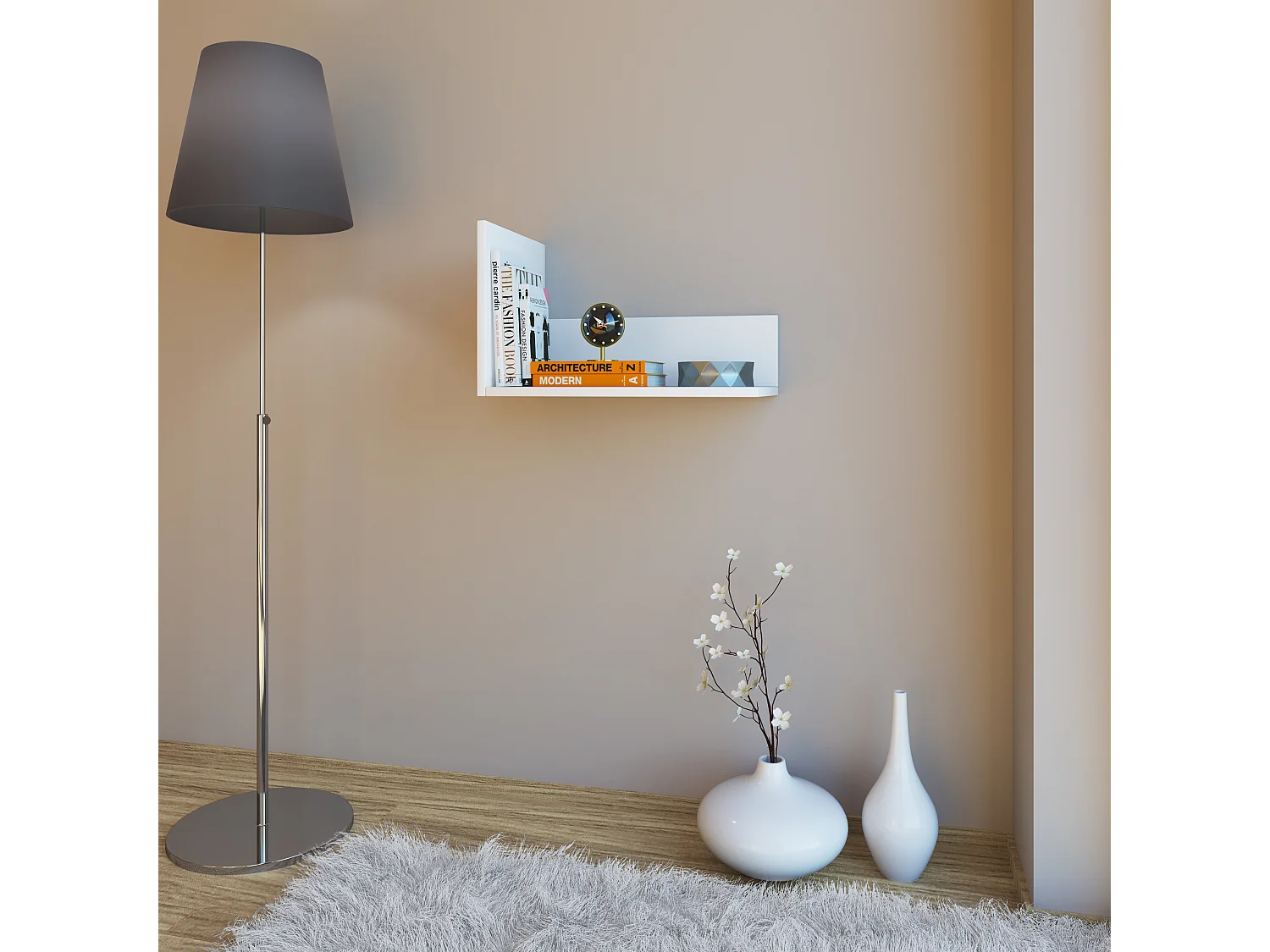 VCM Bois Étagère murale Étagère suspendue Board Blisa (Blanc)