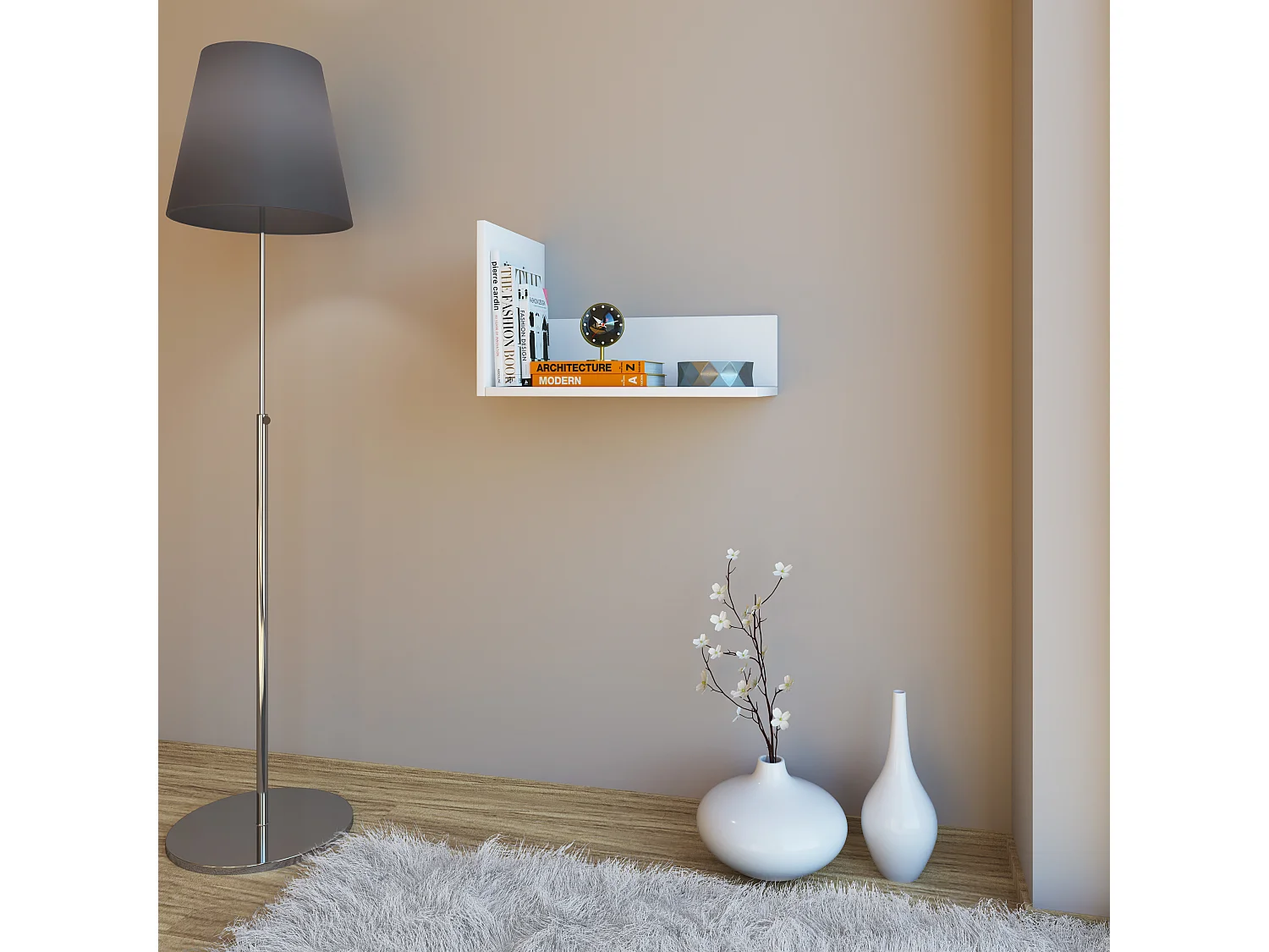 VCM Bois Étagère murale Étagère suspendue Board Blisa (Blanc)