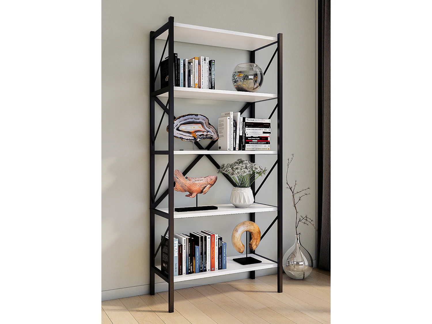Stand Rack Insasi White H. 160 x W. 66 x D. 34 cm
