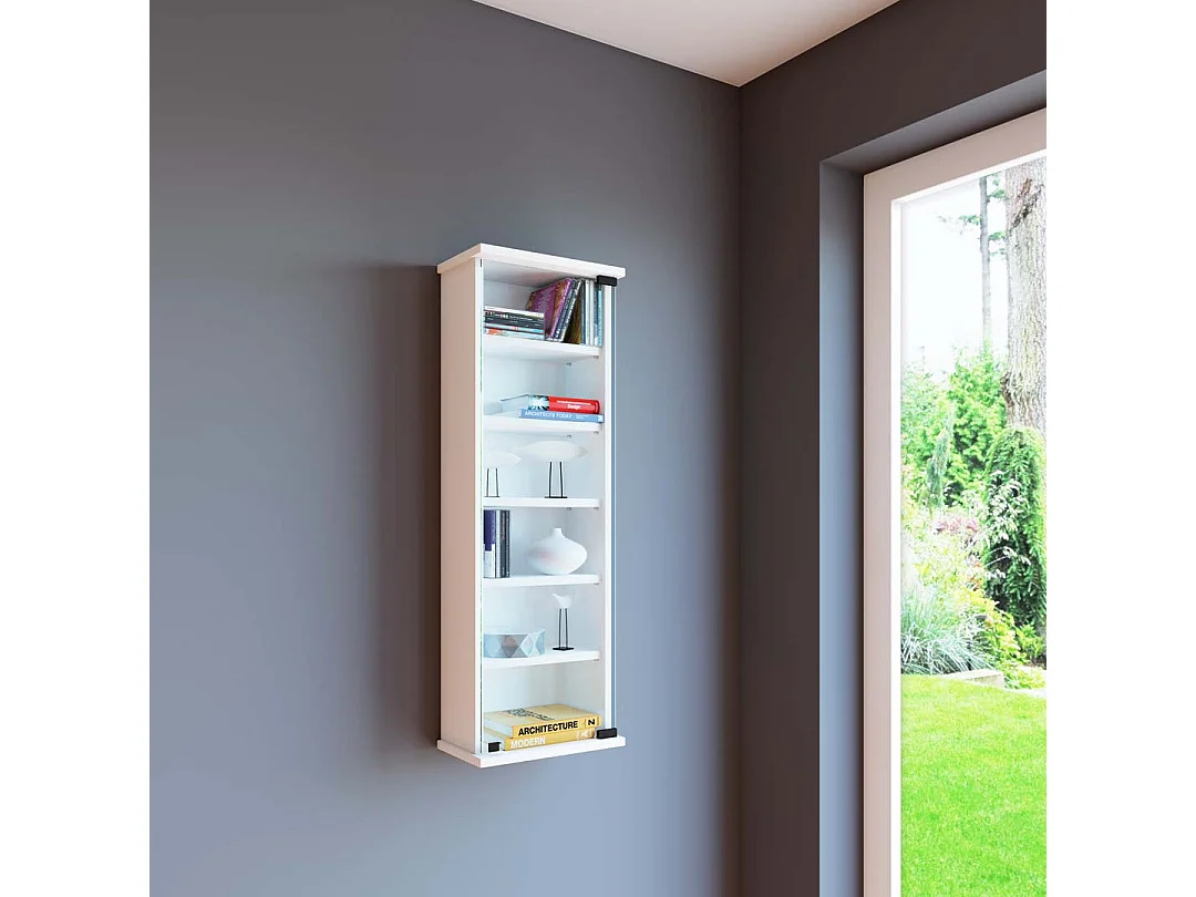 CD / DVD Media Shelf Lona White H. 92 x W. 31 x D. 18 cm