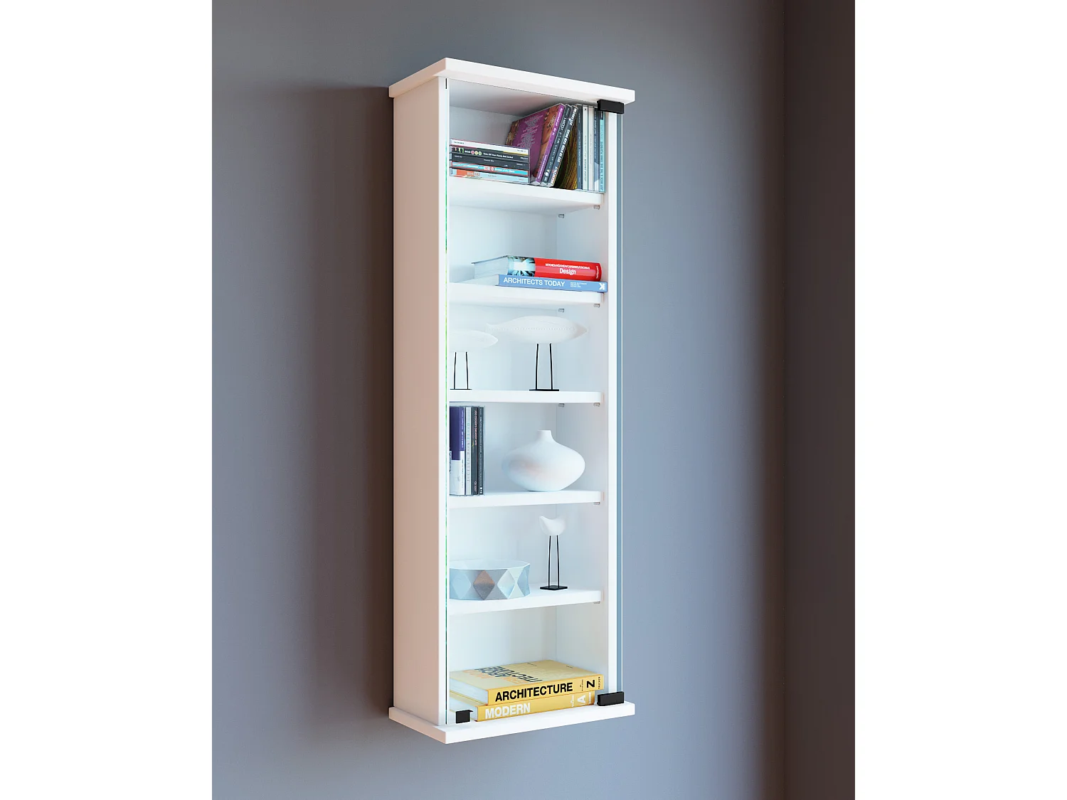 CD / DVD Media Shelf Lona White H. 92 x W. 31 x D. 18 cm