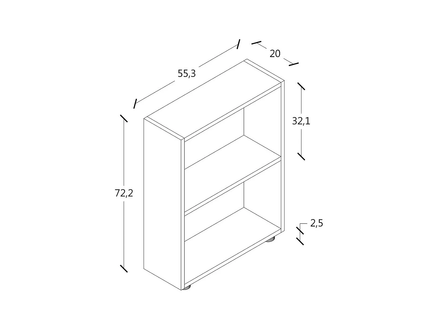 Prateleira e estante de escritório Bulas Branco A. 72 x L. 55 x P. 20 cm