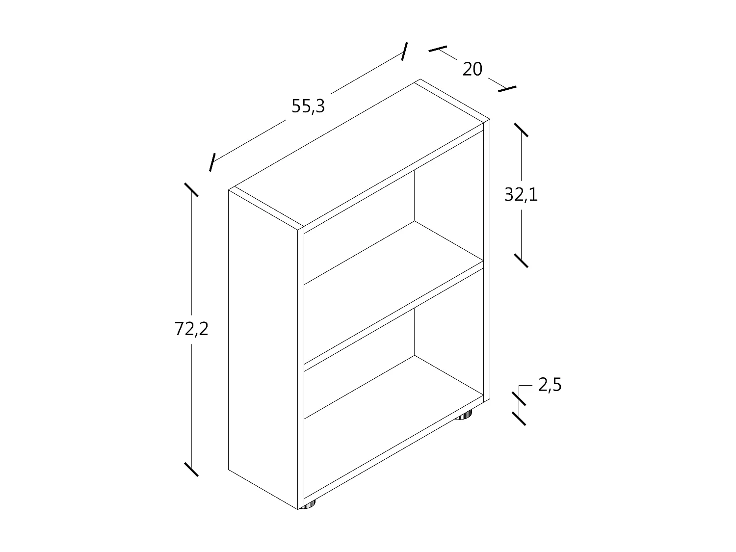 Prateleira e estante de escritório Bulas Branco A. 72 x L. 55 x P. 20 cm