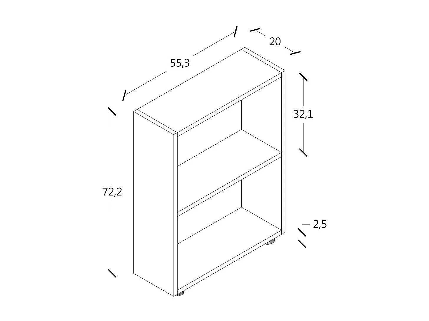 Office Shelf & Bookcase Bulas White H. 72 x W. 55 x D. 20 cm