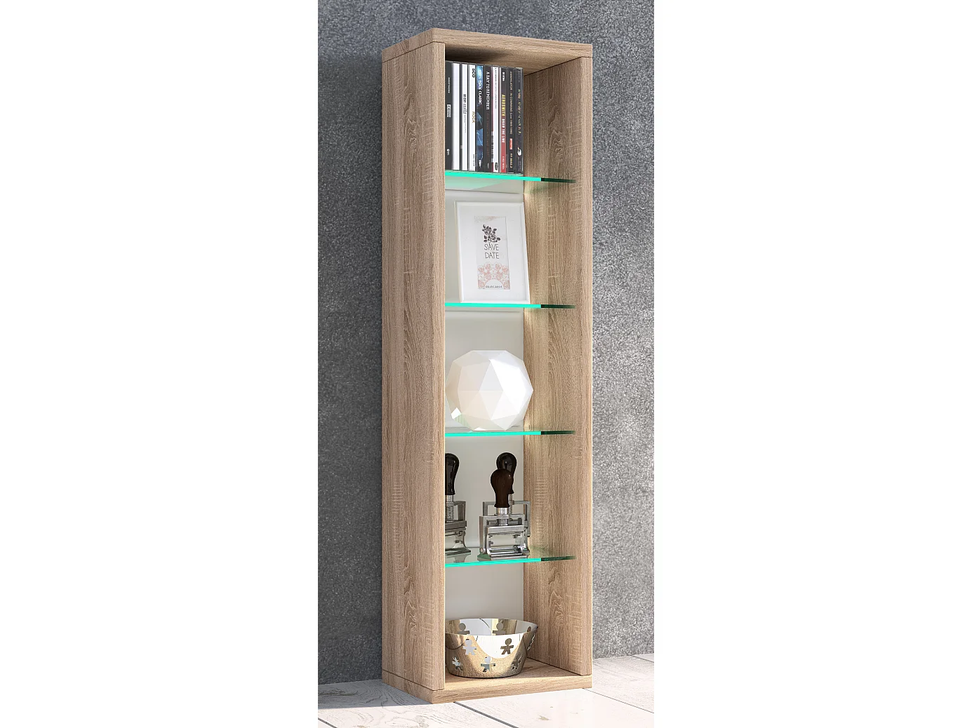 Wall Rack Rasato Sonoma Oak H. 77 x W. 21 x D. 14 cm