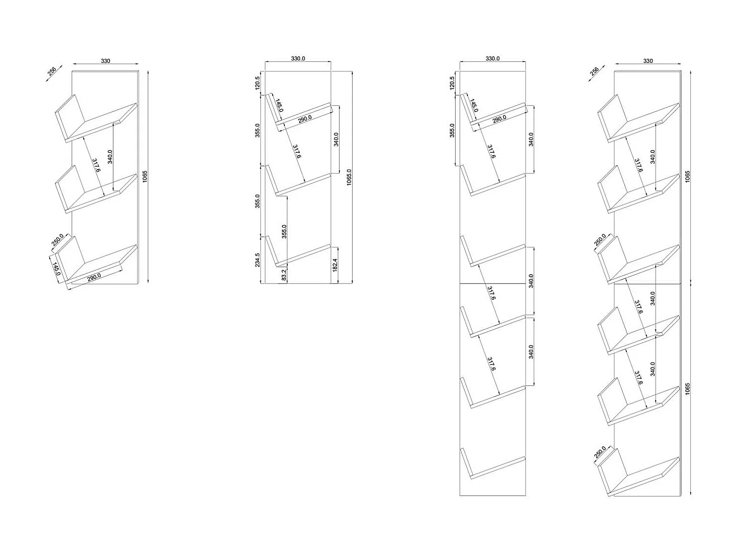 CD / DVD Media Shelf Lona White H. 106 x W. 33 x D. 26 cm