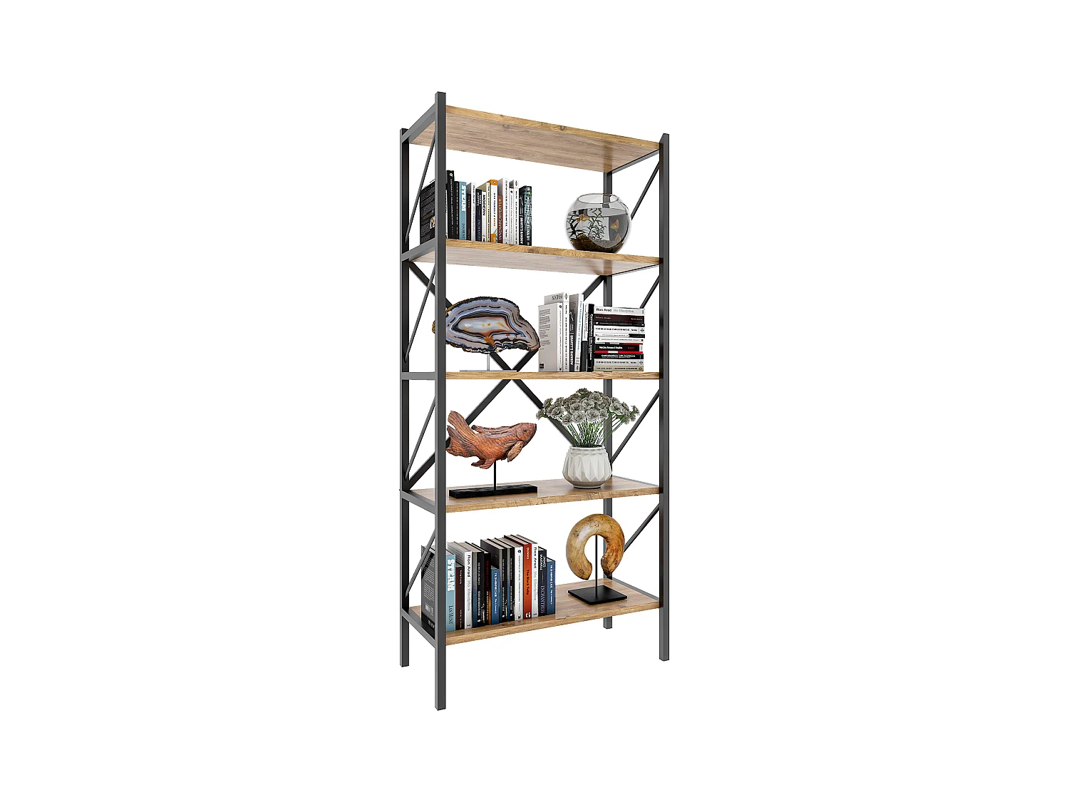 Holz Metall Stand Regal Büro Bücher Insasi 5fach