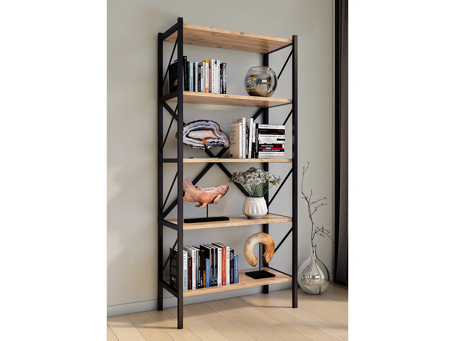 Stand Rack Insasi Honey oak H. 160 x W. 66 x D. 34 cm