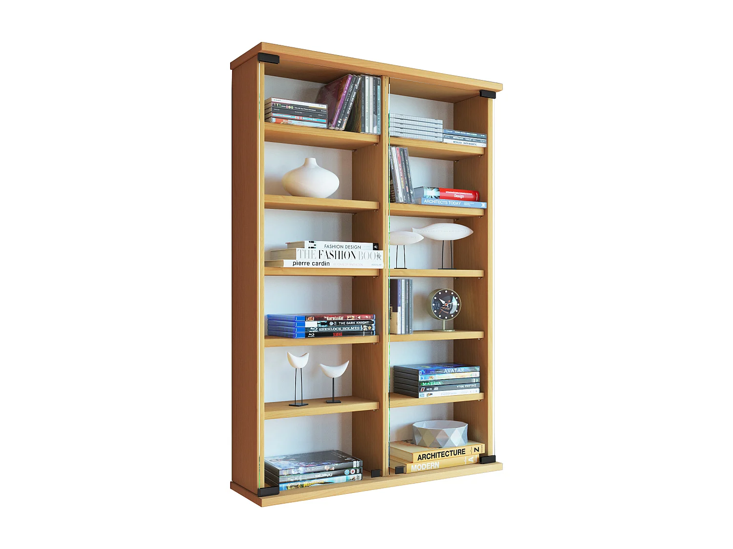 Holz CD DVD Wandregal Schrank Zuntisa Glastür