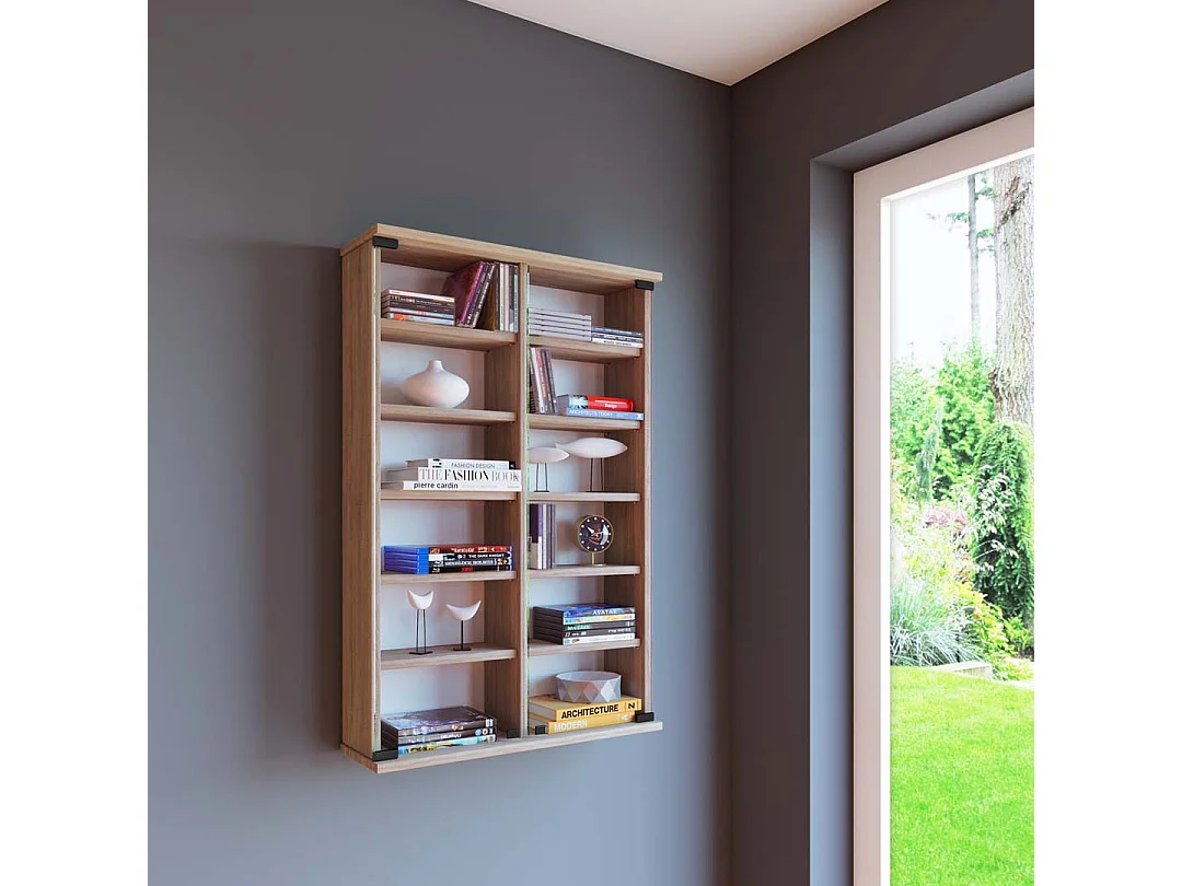 CD / DVD Media Shelf Lona Sonoma oak (Sägerau) H. 92 x W. 60 x D. 18 cm