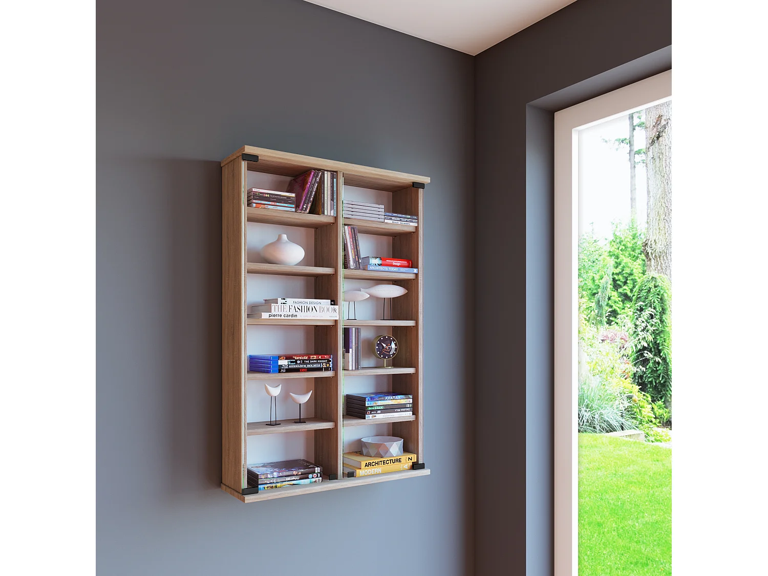 CD / DVD Media Shelf Lona Sonoma oak (Sägerau) H. 92 x W. 60 x D. 18 cm