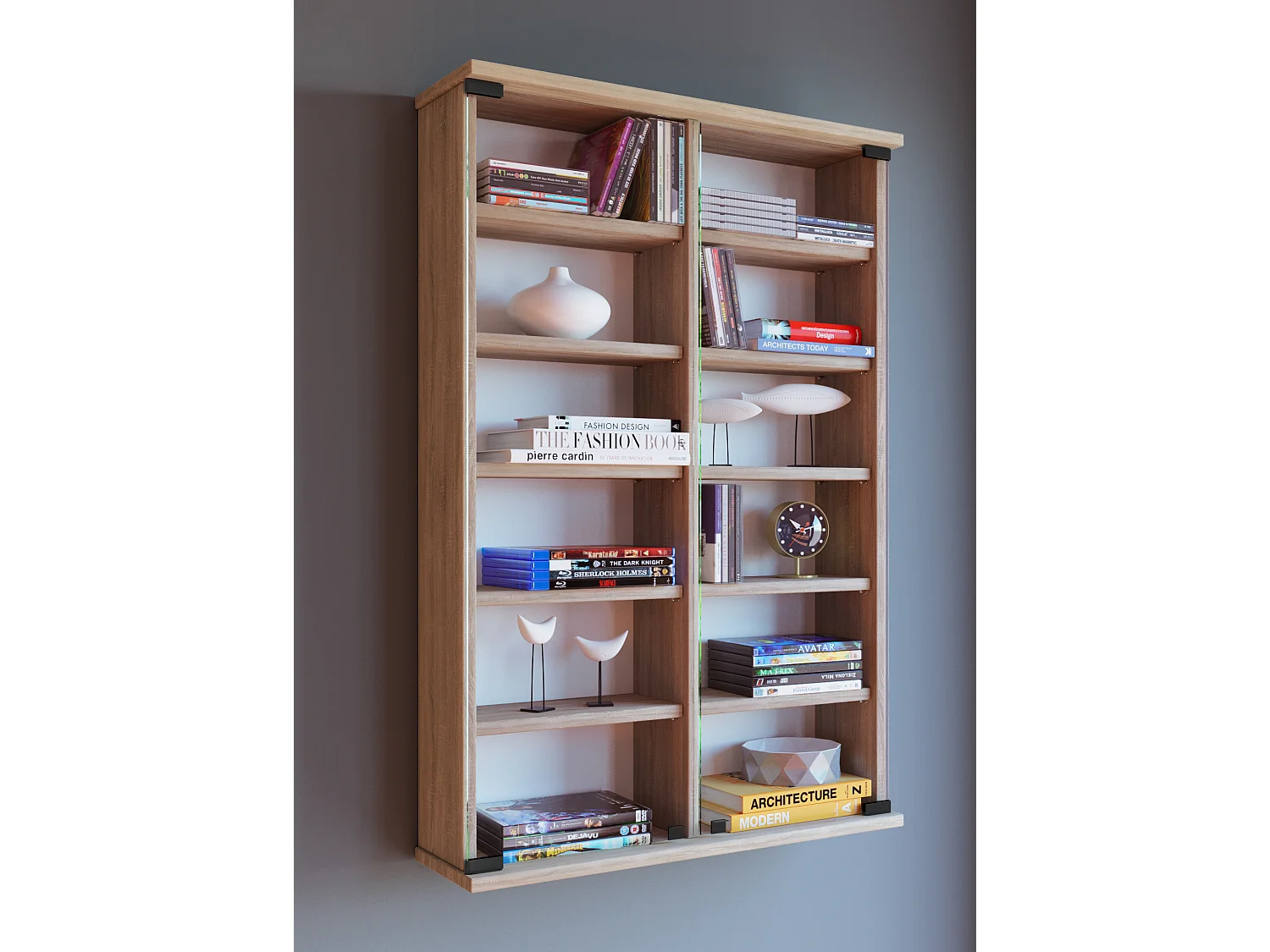 CD / DVD Media Shelf Lona Sonoma oak (Sägerau) H. 92 x W. 60 x D. 18 cm