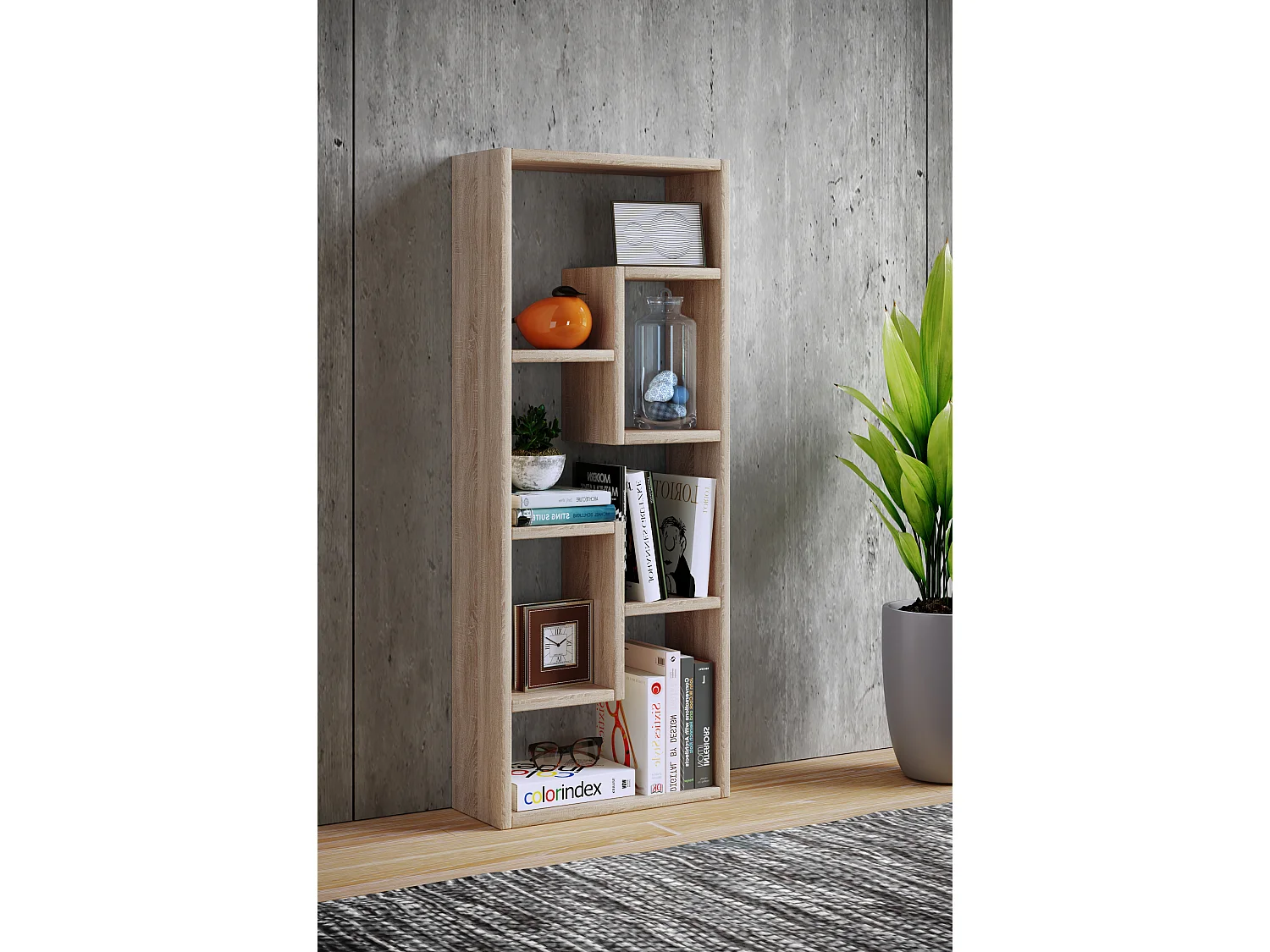 VCM Wood Storage | Bookcase | Dimensões A. 92 x L. 36 x P. 15 cm | Prateleira de mídia | divisória de quarto chique | Prateleira de suporte - Vilo (carvalho mel)