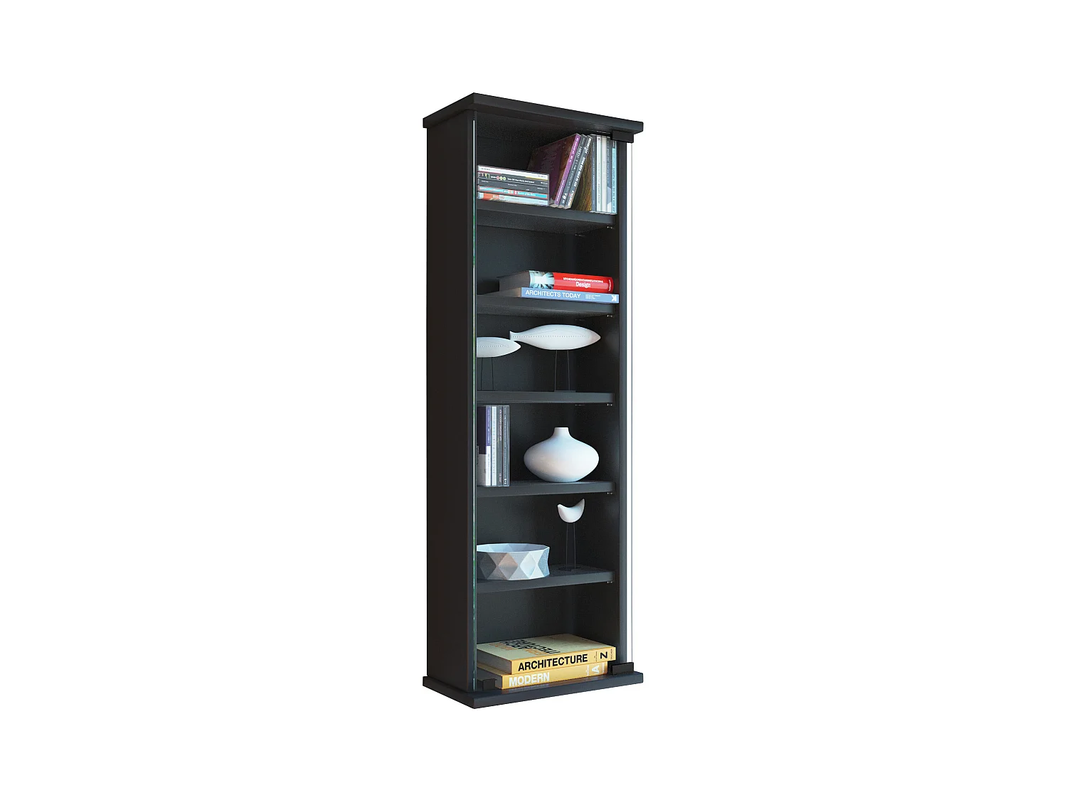 CD / DVD Media Shelf Lona Black H. 92 x W. 31 x D. 18 cm