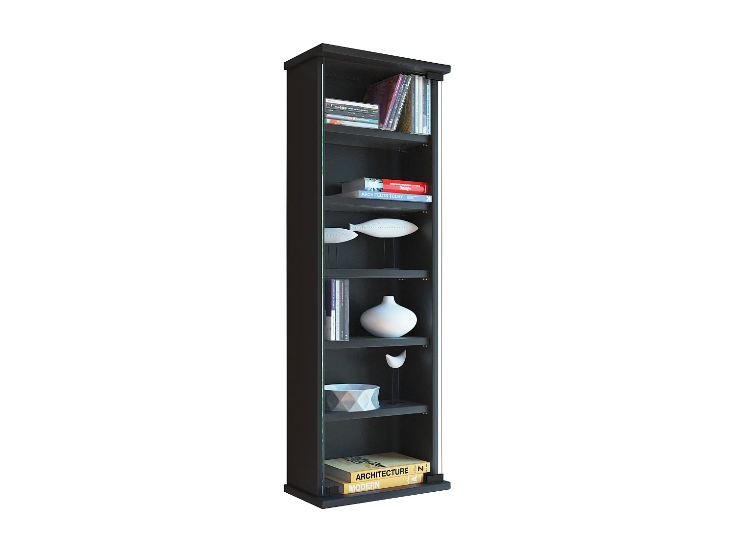 CD / DVD Media Shelf Lona Black H. 92 x W. 31 x D. 18 cm