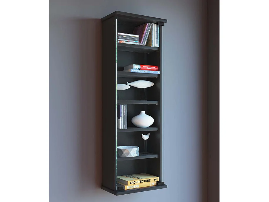 CD / DVD Media Shelf Lona Black H. 92 x W. 31 x D. 18 cm