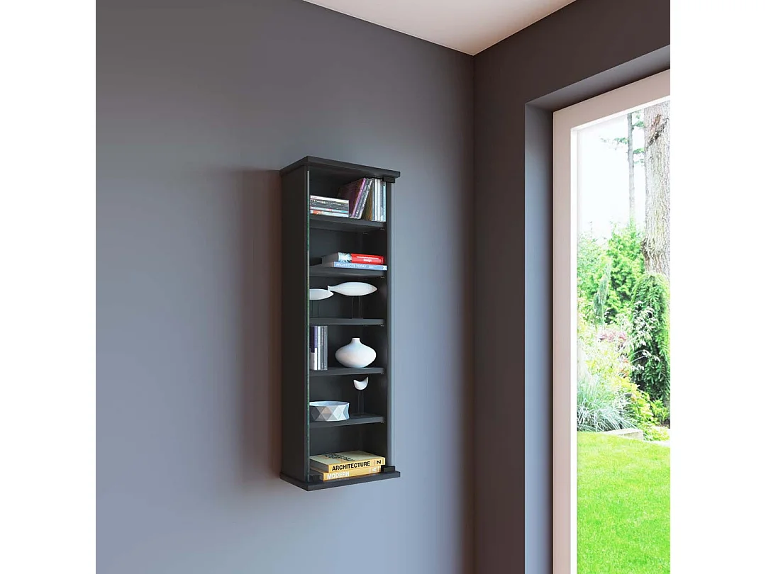 CD / DVD Media Shelf Lona Black H. 92 x W. 31 x D. 18 cm