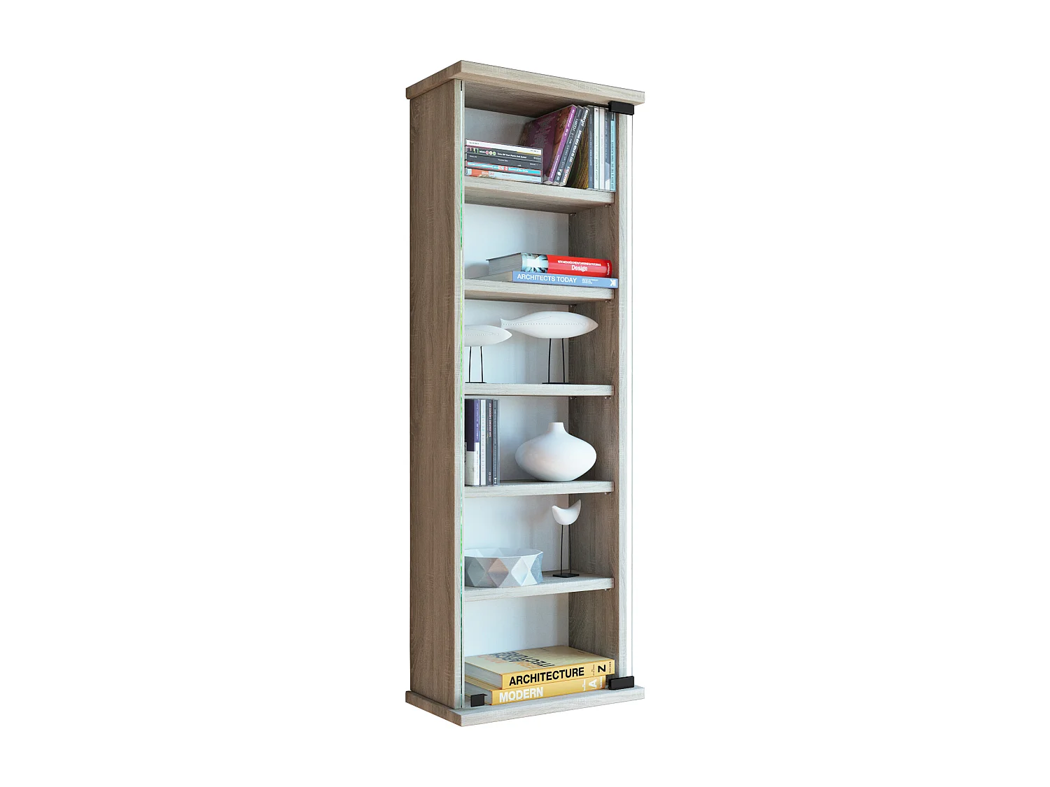 CD / DVD Media Shelf Lona Sonoma Oak H. 92 x W. 31 x D. 18 cm