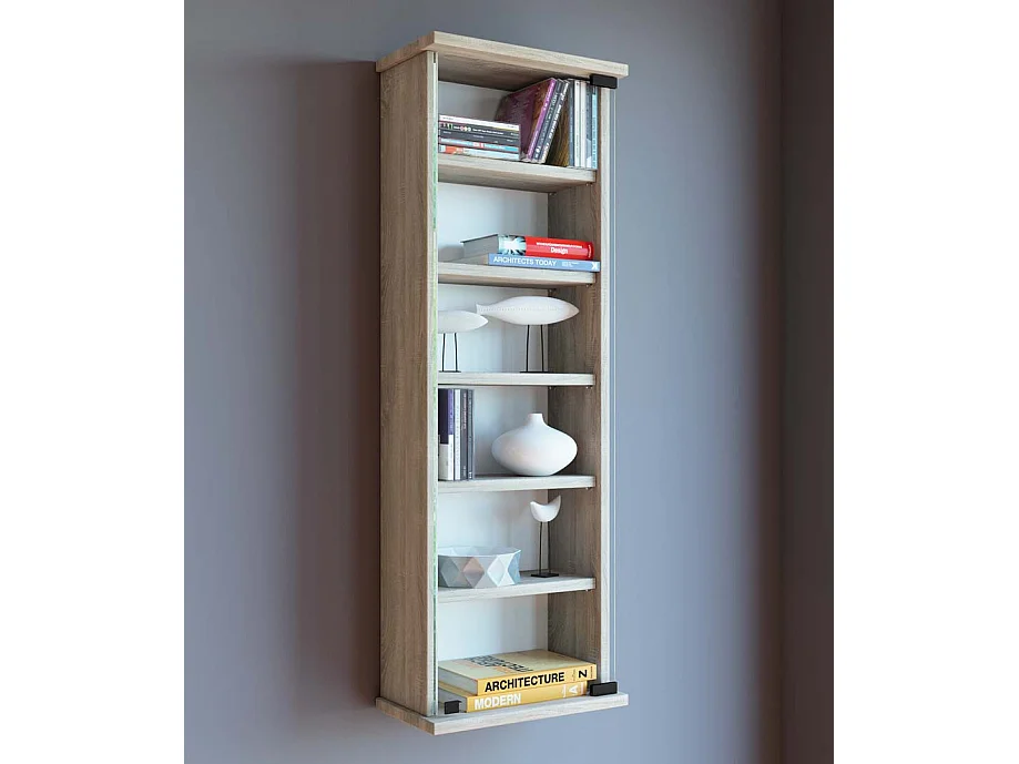 CD / DVD Media Shelf Lona Sonoma Oak H. 92 x W. 31 x D. 18 cm