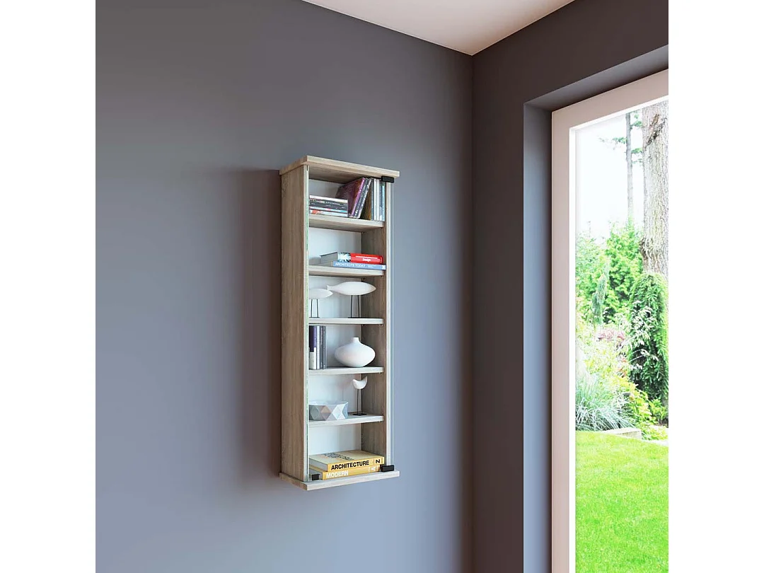 CD / DVD Media Shelf Lona Sonoma Oak H. 92 x W. 31 x D. 18 cm