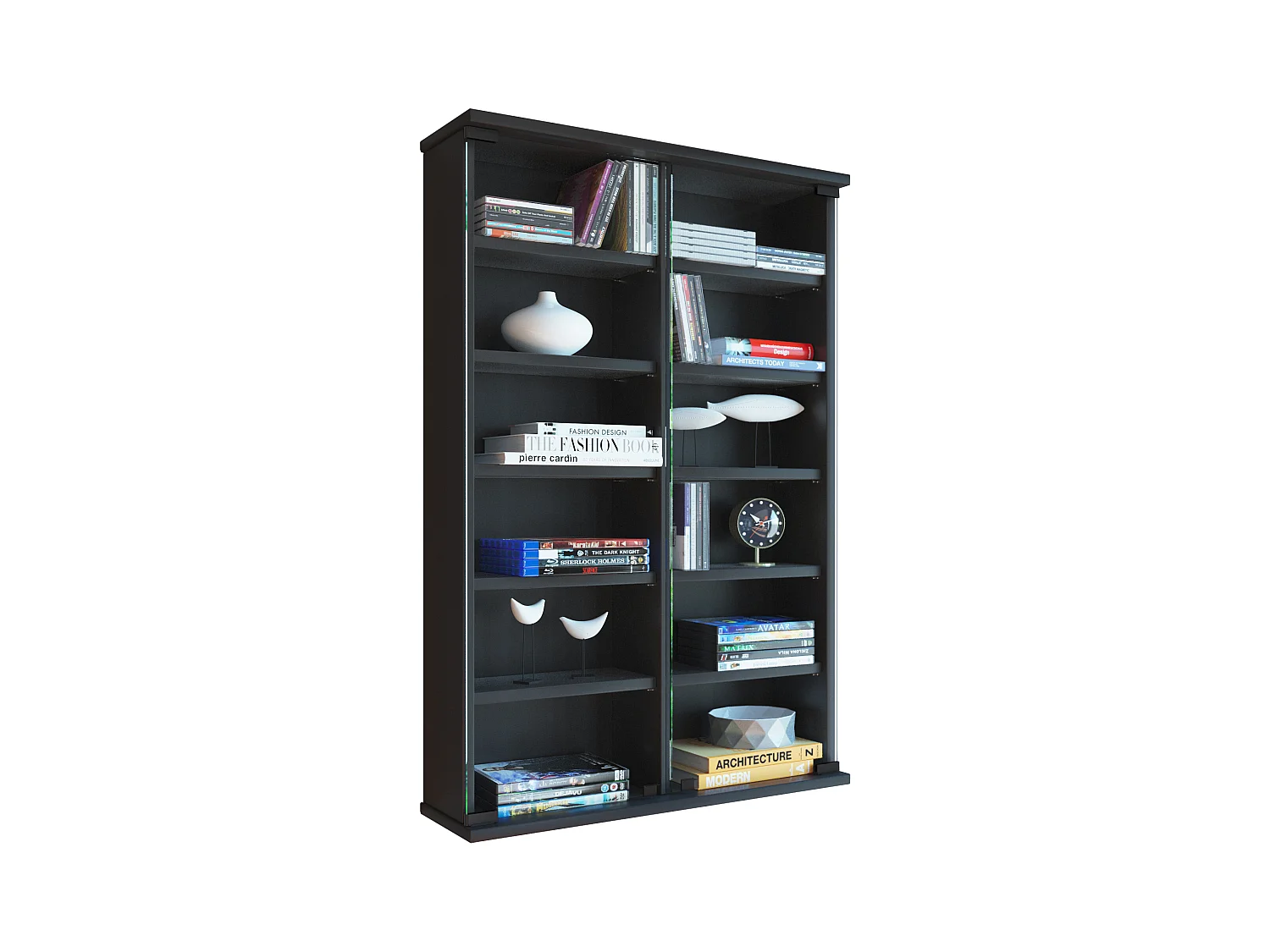 CD / DVD Media Shelf Lona Black H. 92 x W. 60 x D. 18 cm