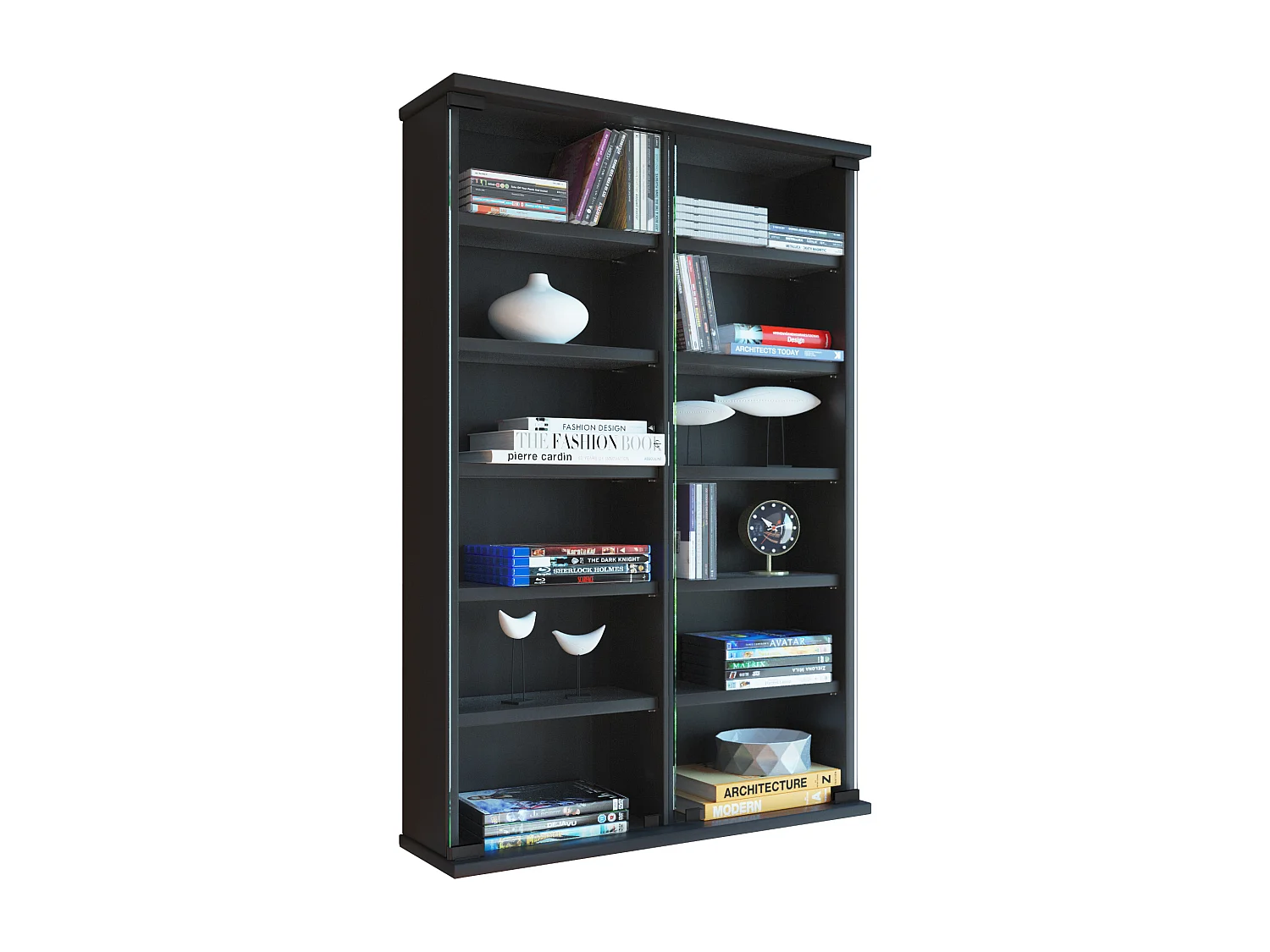 CD / DVD Media Shelf Lona Black H. 92 x W. 60 x D. 18 cm