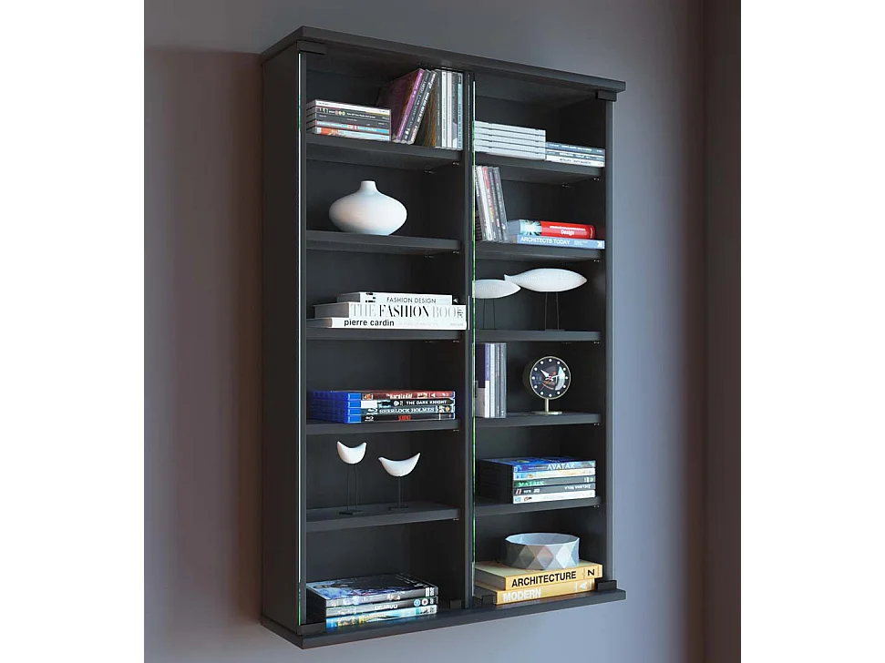 CD / DVD Media Shelf Lona Black H. 92 x W. 60 x D. 18 cm