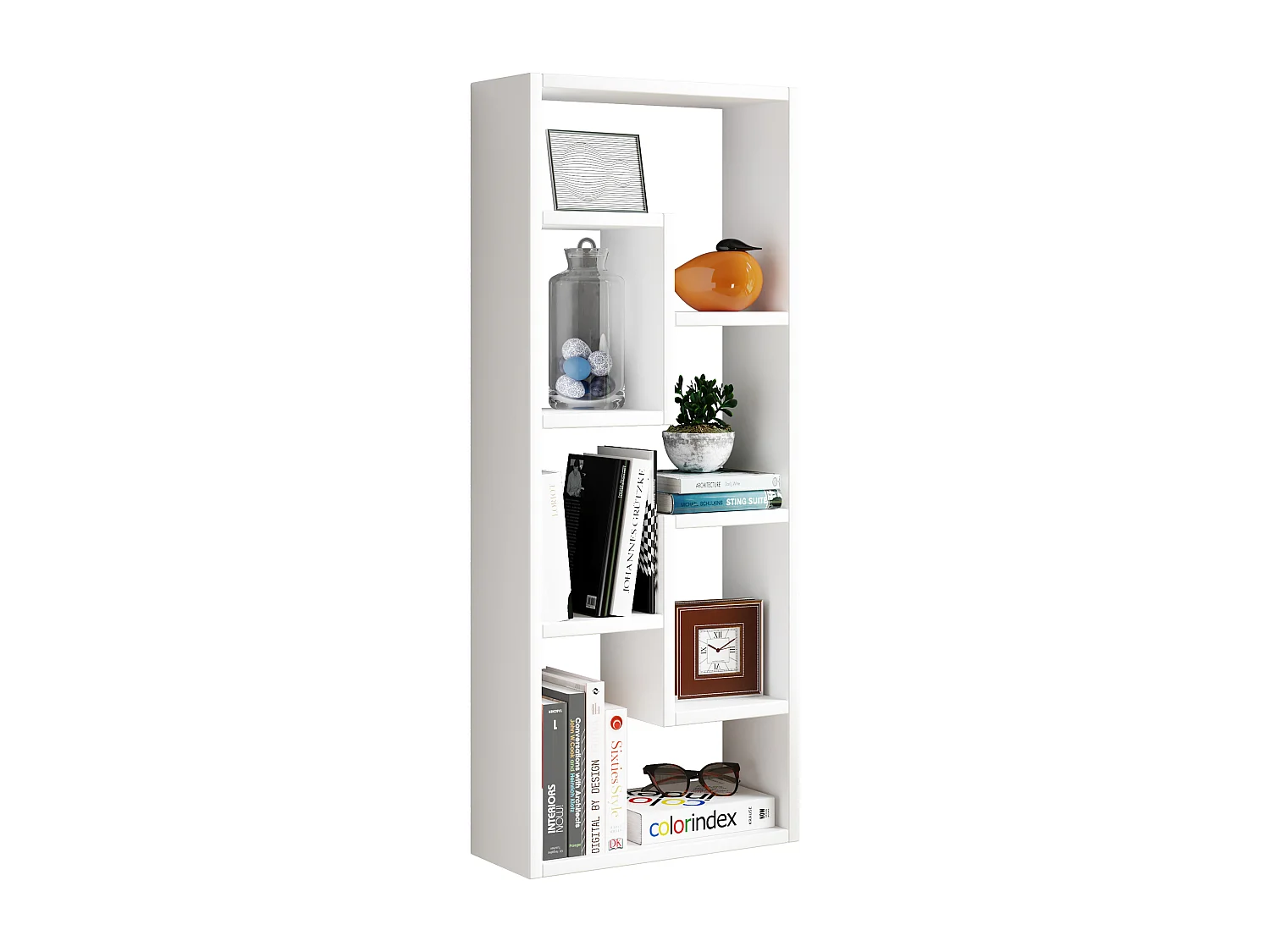 VCM Wood Storage | Bookcase | Dimensões A. 92 x L. 36 x P. 15 cm | Prateleira de mídia | divisória de quarto chique | Prateleira de suporte - Vilo (Branco)