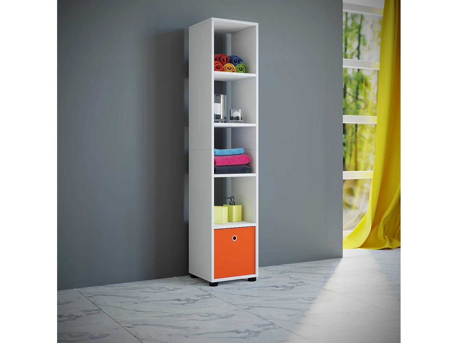 Stand Rack Benas White H. 152 x W. 31 x D. 30 cm