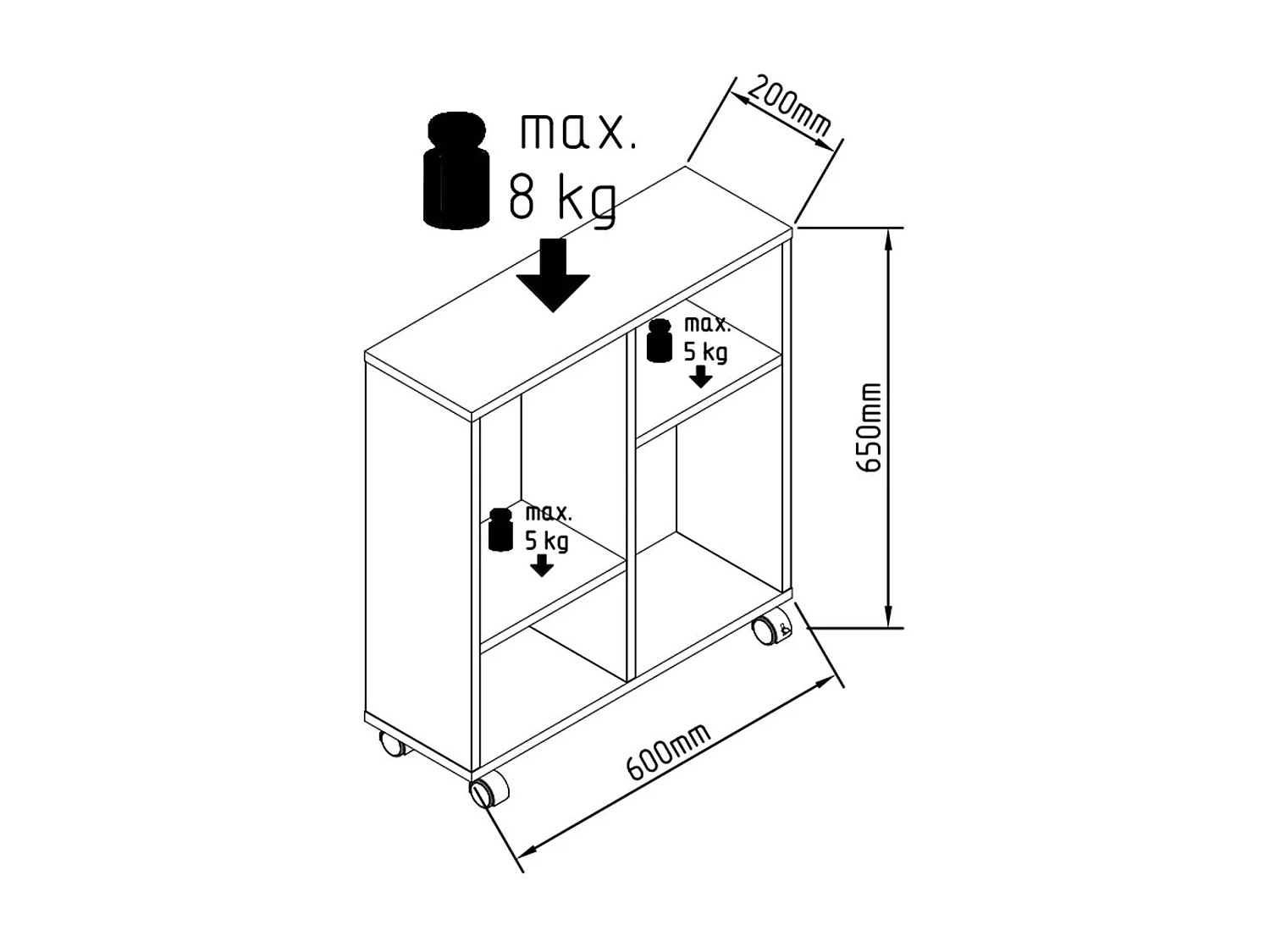 Stand Rack Dremala white H. 65 x W. 60 x D. 20 cm