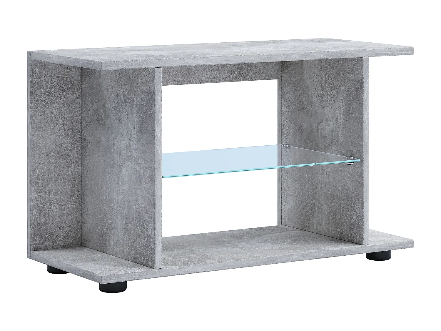 VCM Bois TV Lowboard Armoire TV Console Table TV Verre Expalo L (Béton-Gris)