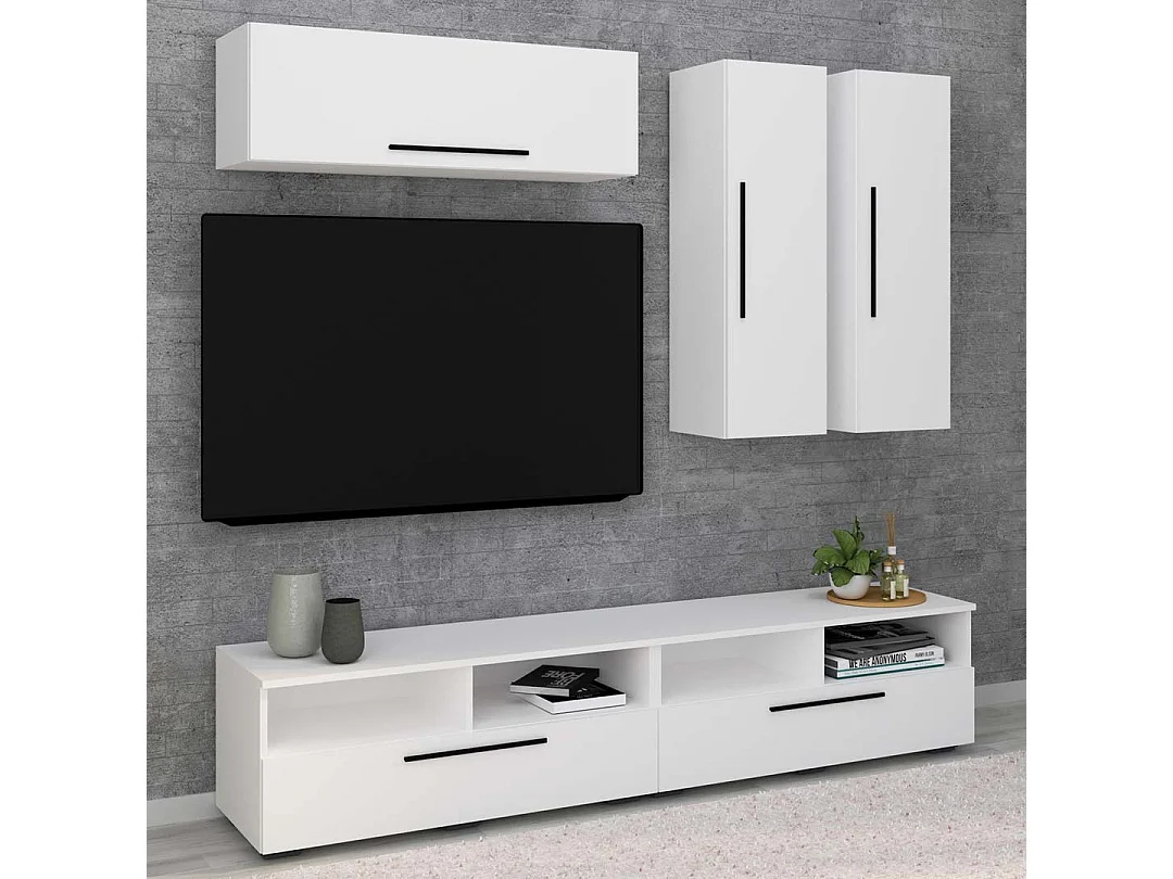TV Furniture Arila White H. 200 x W. 190 x D. 40 cm