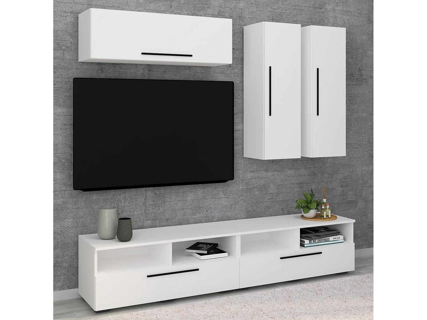 TV Furniture Arila White H. 200 x W. 190 x D. 40 cm