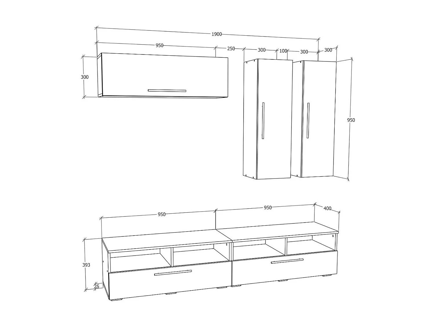 Kabinet Muur Grond Wand Residentiële Muur Arila XL