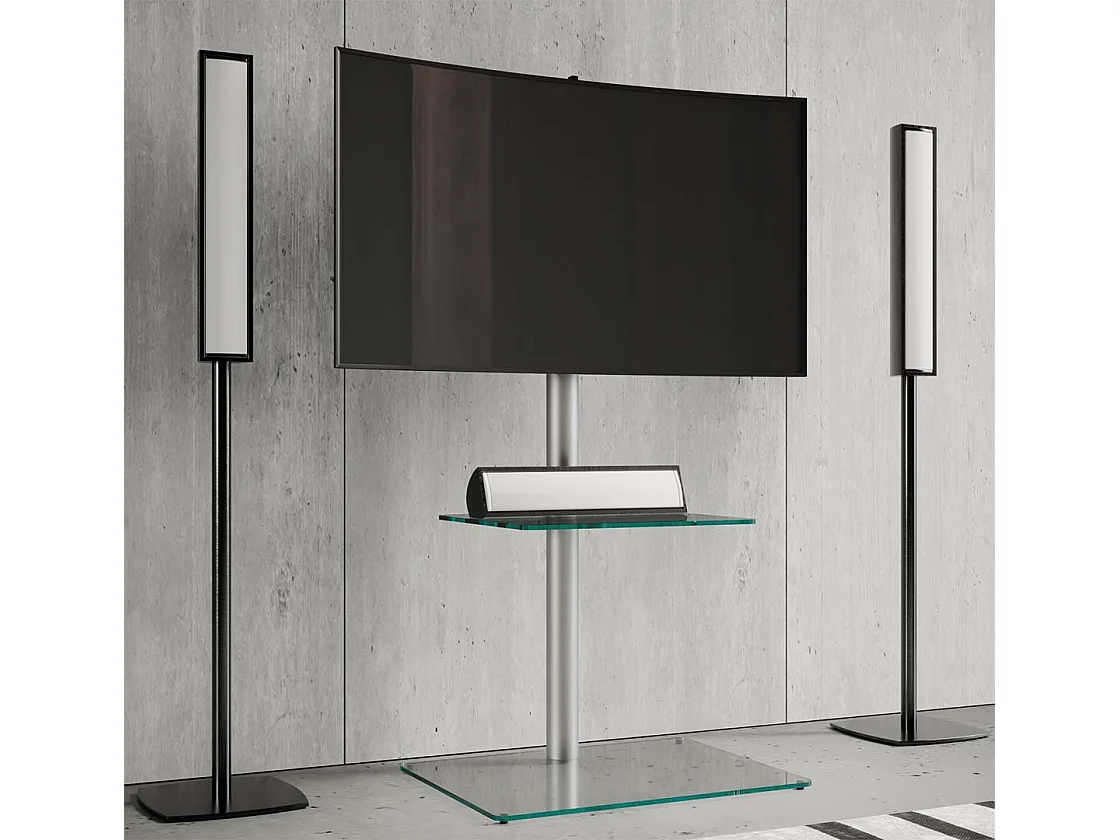 TV Standfuß Alu Glas Fernseh Ständer Fuß Alani
