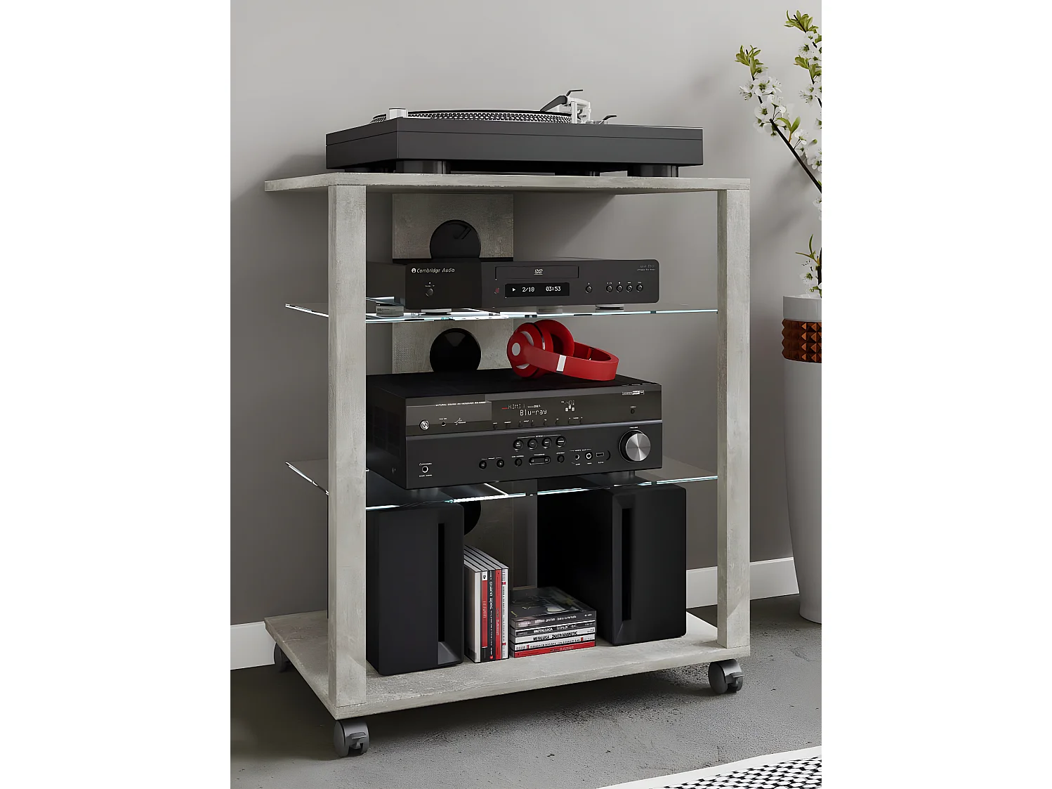 Hifi Möbel Rack Glas Phono Folas Rollen