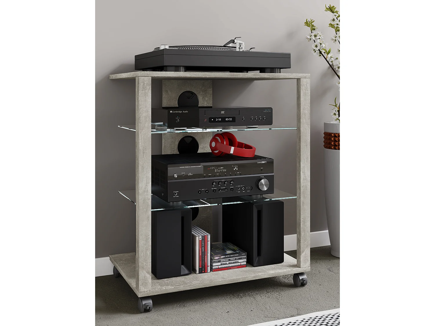 Hifi Möbel Rack Glas Phono Folas Rollen