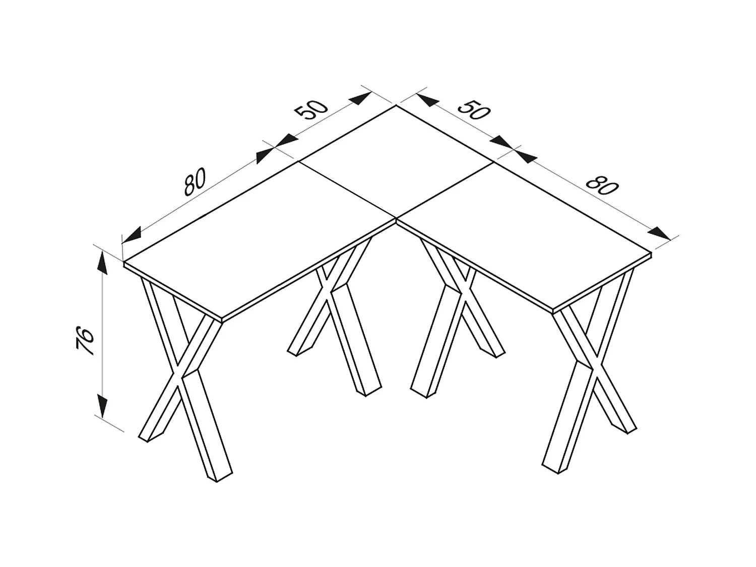 Desk Lona Silver / White H. 76 x W. 130 x D. 130 cm