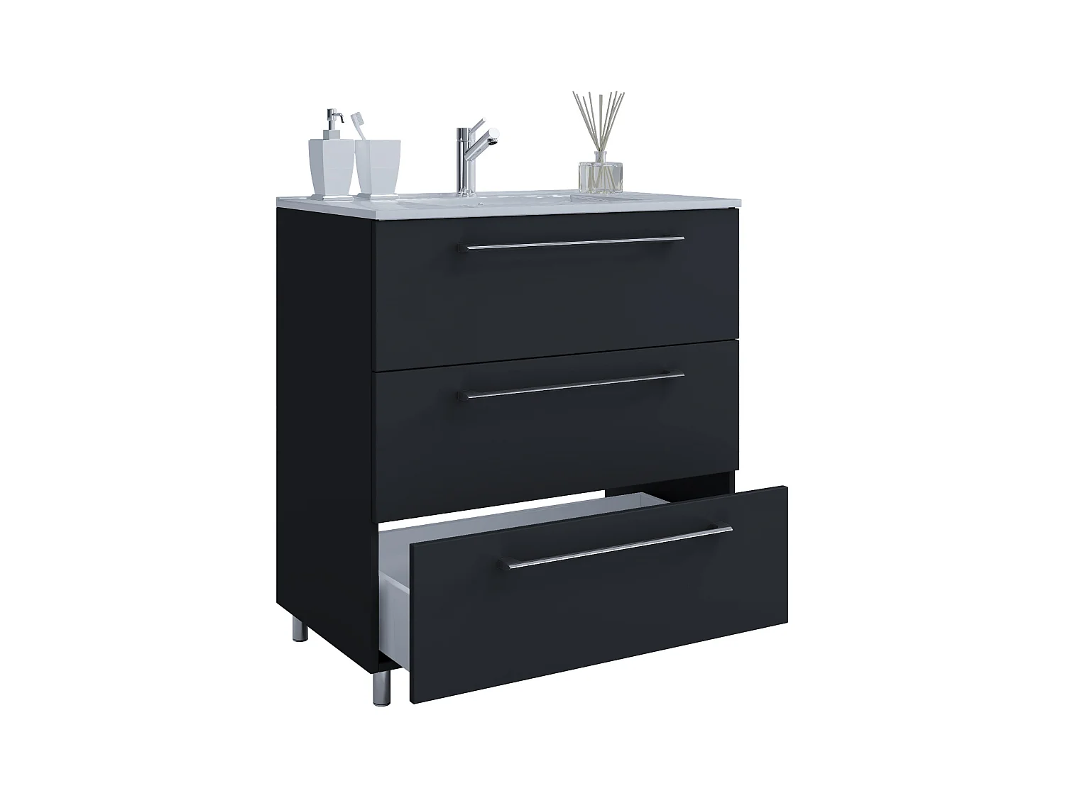 2-tlg. Waschplatz Waschtisch Badinos 3 Schublade