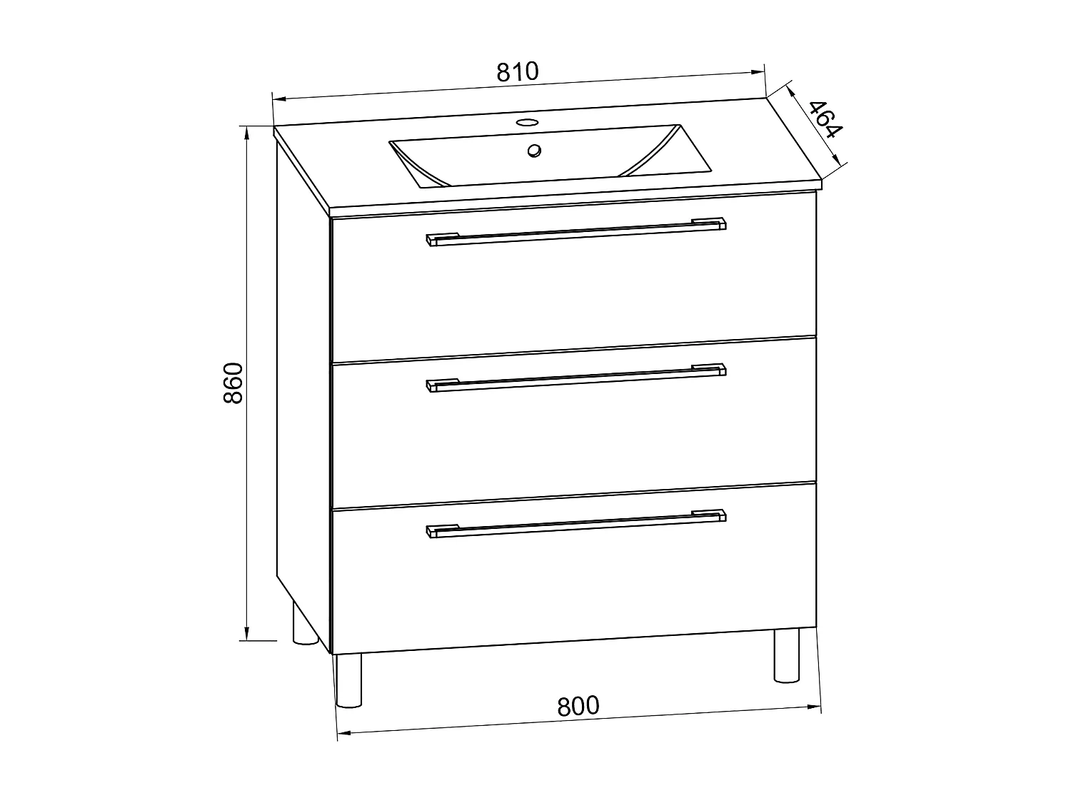 Bathroom furniture washbasin Badinos White H. 86 x W. 80 x D. 46 cm