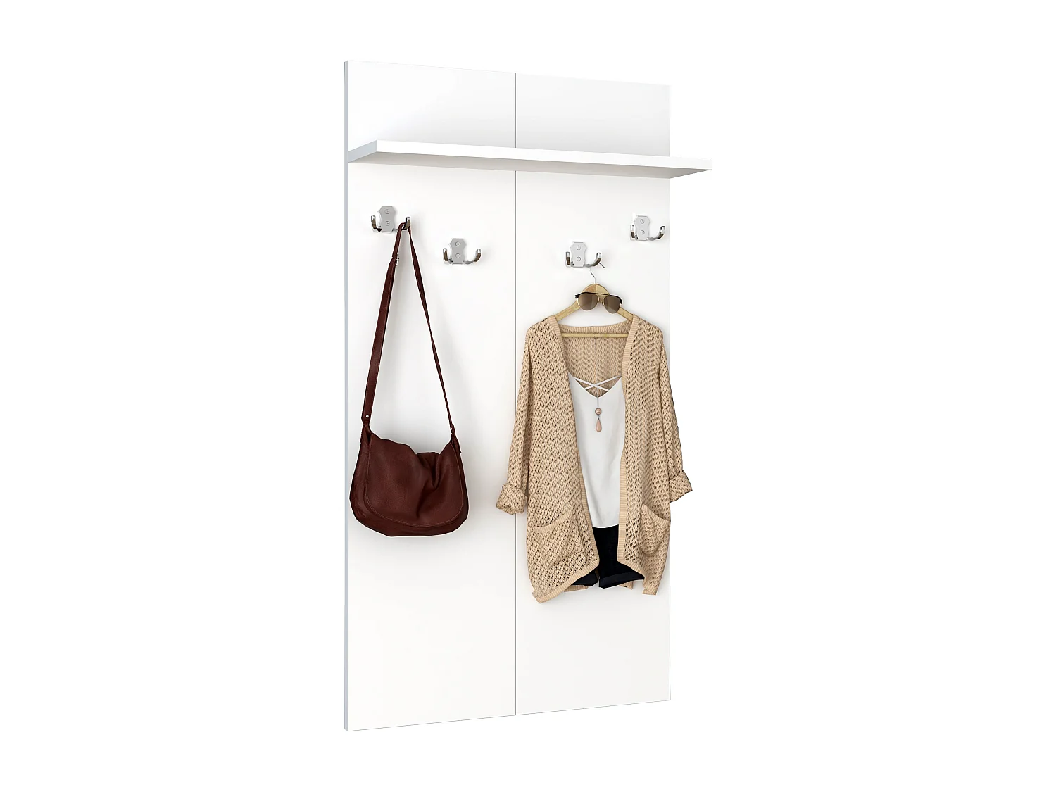 VCM Porte-manteau en bois Porte-manteau mural Panneau mural couloir Porte-manteau Gados XS (blanc)