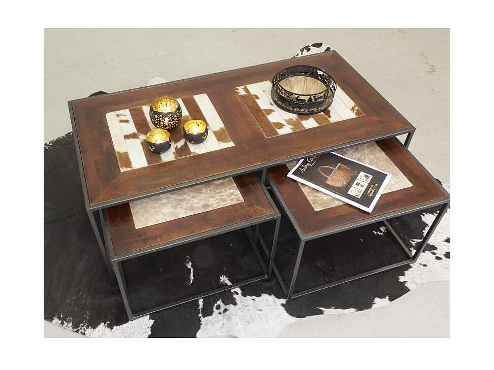 Véritable peau de vache naturelle marron et blanche