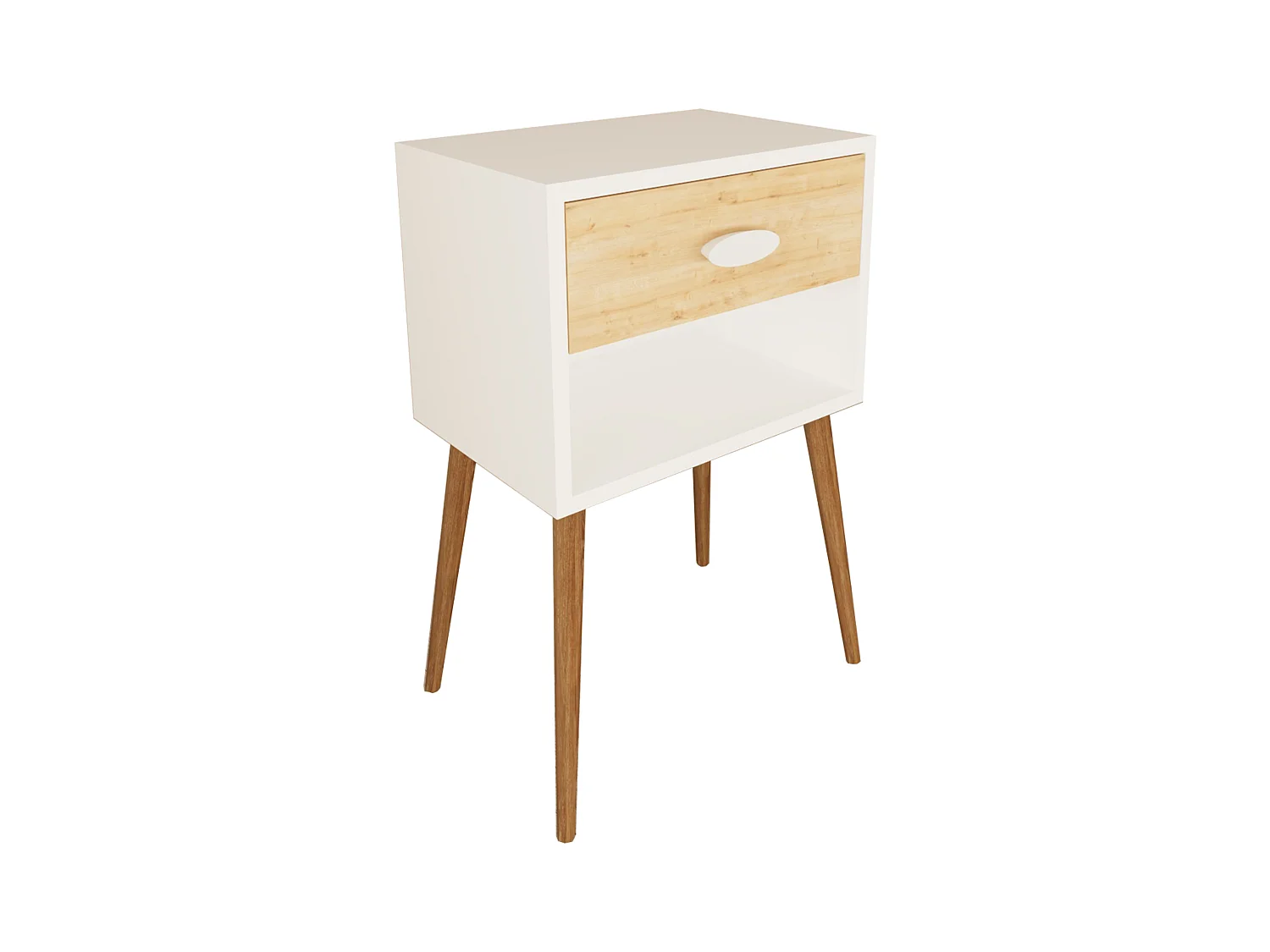 bedside table Singol White / Honey oak H. 70 x W. 45 x D. 30 cm
