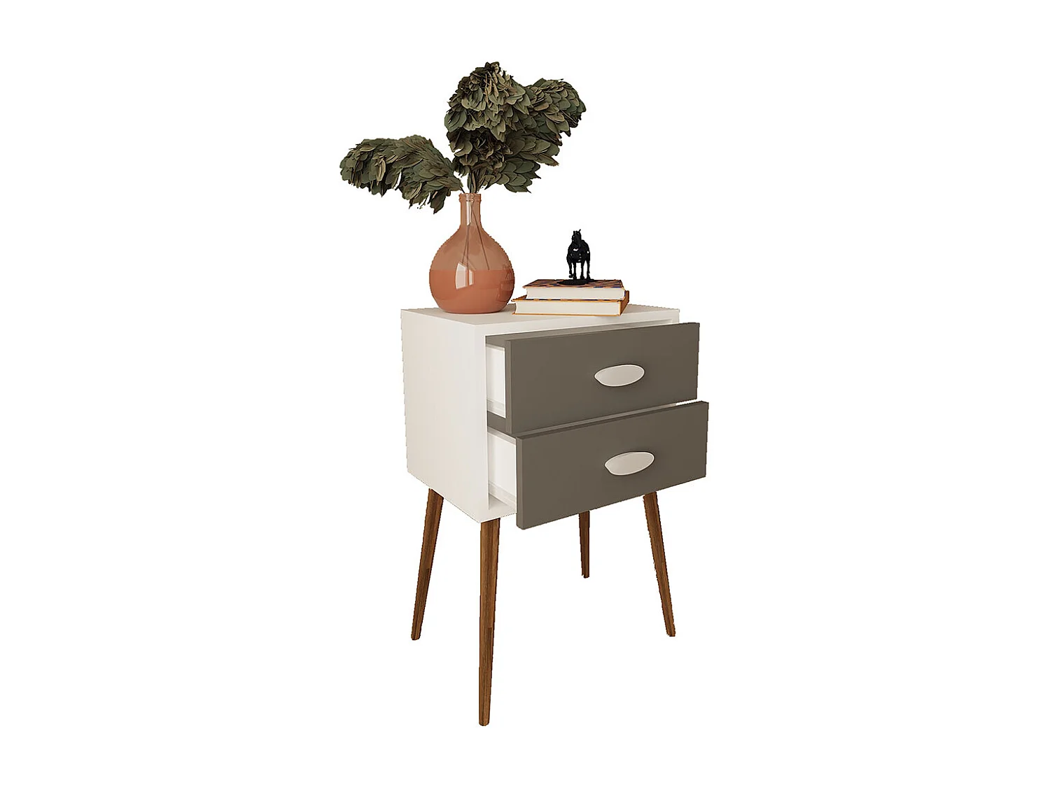 bedside table Singol White / Anthracite H. 70 x W. 45 x D. 30 cm